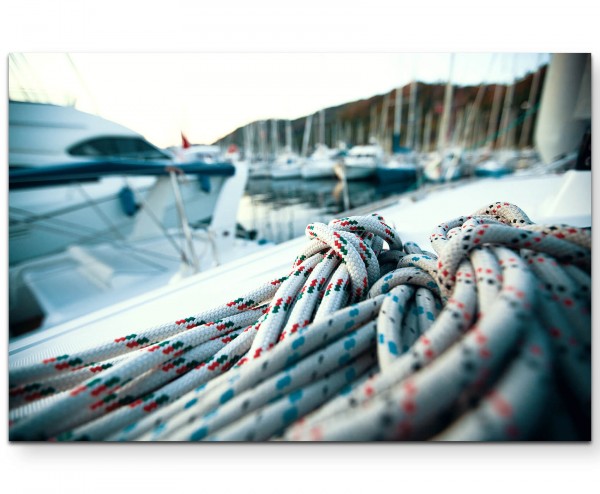 Großaufnahme Seil auf Yacht - Leinwandbild