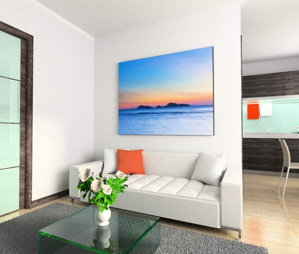 120x80cm Wandbild Insel Meer Abendrot