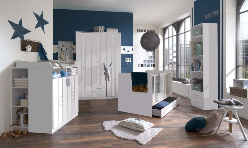 Babyzimmer Bela „Borkum“ Kinderzimmer Komplett Set in Landhaus Weiß in verschiedenen Varianten wählbar