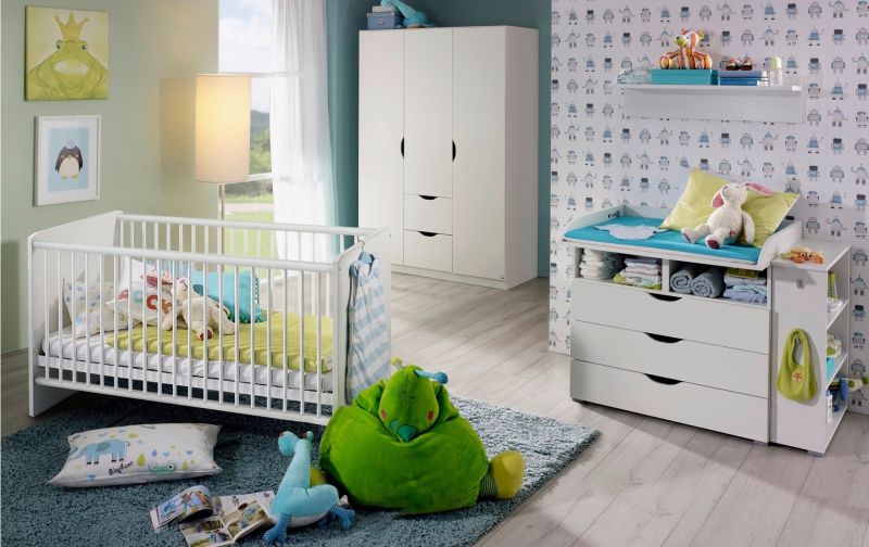 Babyzimmer Alvara 7 teiliges Kinderzimmer Komplett Set in Weiß