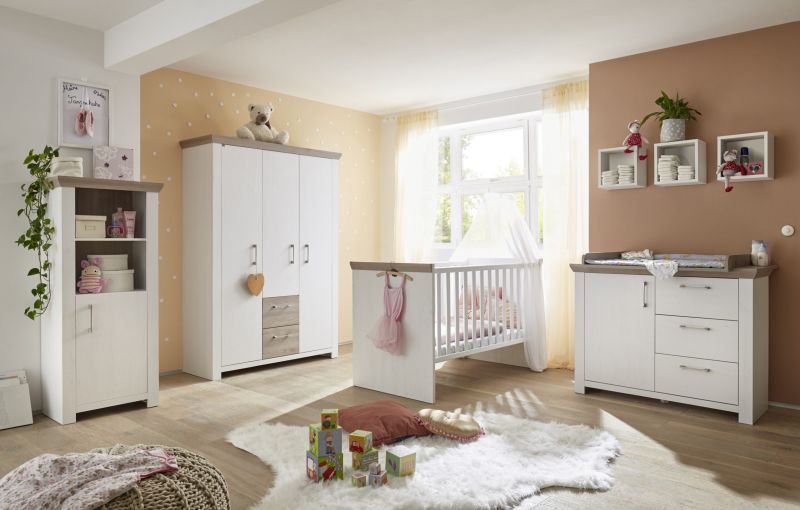 Babyzimmer New York 6 teiliges Kinderzimmer Komplett Set in Anderson Pine und Eiche Nelson