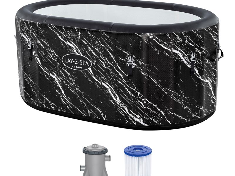 Bestway 6002Q FortiFiber Eisbad Glacial Dip LAY-Z-SPA mit Filterpumpe – 152 x 92 x 69 cm, oval – Komplett Set