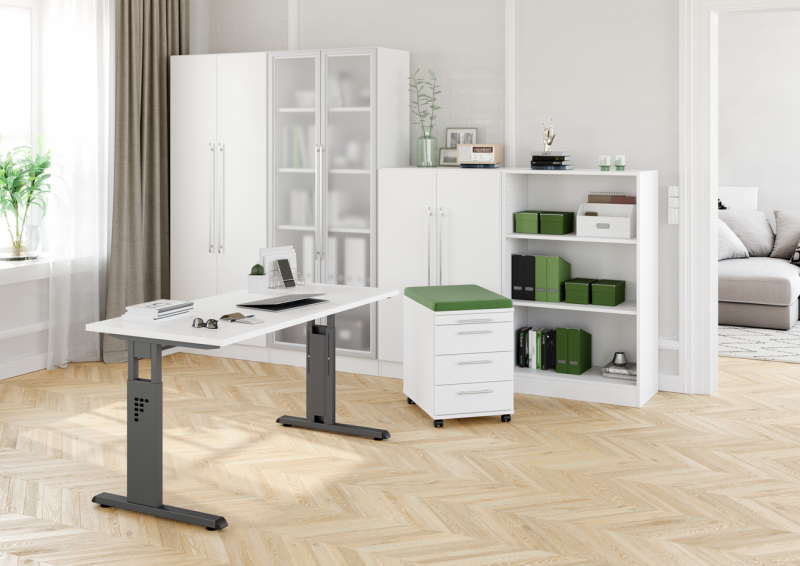 Büro Solido 7 teilig Büromöbel Komplett Set in Weiß von der Marke Hammerbacher
