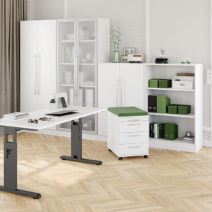 hochwertiges Büro Solido 7 teilig Büromöbel Komplett Set in Weiß von der Marke Hammerbacher