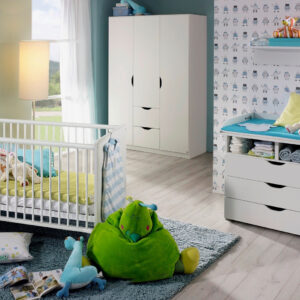 wunderschönes und funktionales Babyzimmer Alvara 6 teiliges Kinderzimmer Komplett Set in Weiß