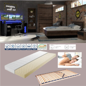 modernes Jugendzimmer Tezaur "Jacky" in Schlammeiche, Schwarz und Schwarzeiche, Gamingzimmer mit RGB LED Komplett Set in verschiedenen Varianten wählbar