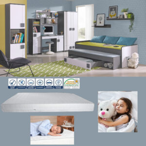 modernes Jugendzimmer Gumi in Anthrazit und Weiß Kinderzimmer Komplett Set – in verschiedenen Varianten wählbar