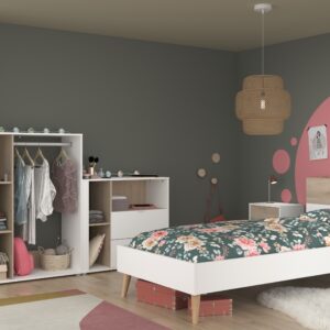 tolles Jugendzimmer Aalborg Kinderzimmer Komplett Set in Weiß und Japanischer Eiche – Verschiedene Set Varianten