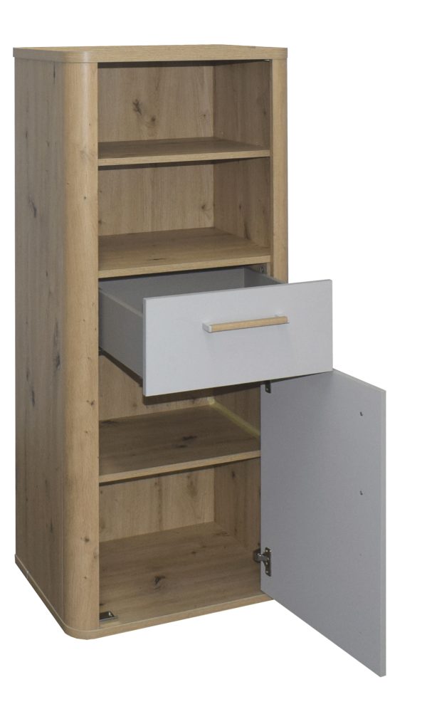 Beistellschrank 0473 11 asteiche kreidegrau matt lack F4 Lilly