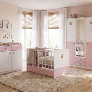 Babyzimmer Cindy Kinderzimmer Komplett Set Weiß und Rosé