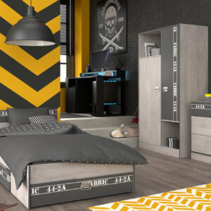 Jugendzimmer Fabric von Parsiot Kinderzimmer Komplett Set in Esche und Grau, auch als Gamingzimmer – Verschiedene Set Varianten