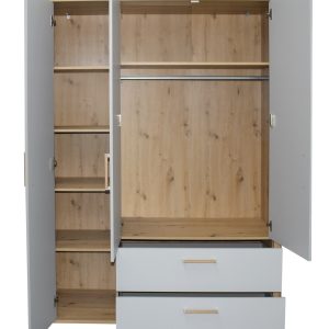 Kleiderschrank 0472 32 asteiche kreidegrau matt lack F2 Lilly