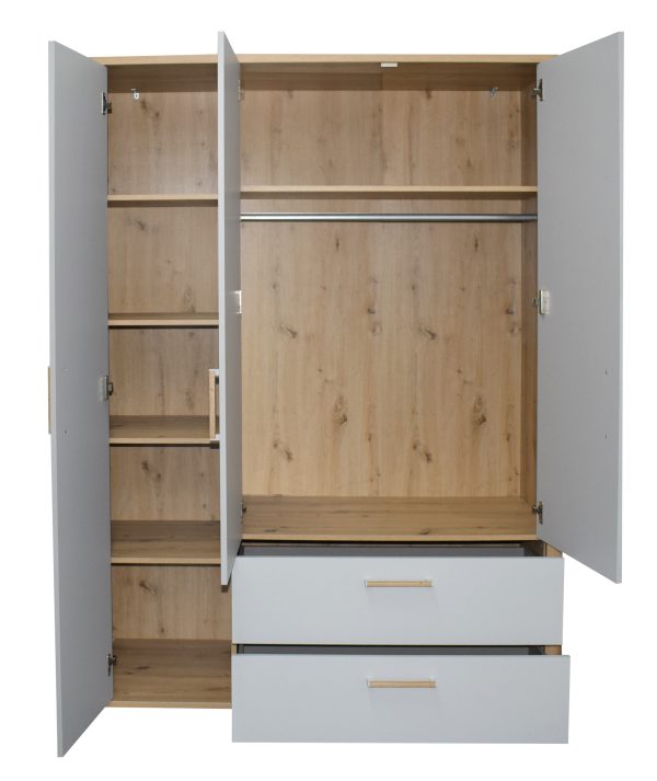 Kleiderschrank 0472 32 asteiche kreidegrau matt lack F2 Lilly