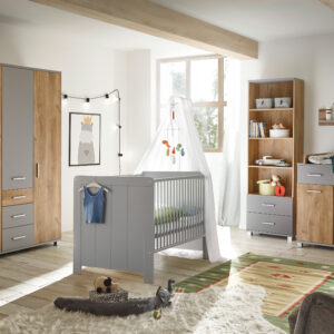Babyzimmer Larissa 5 teilig Kinderzimmer Set Eiche und Grau