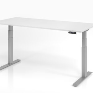 funktionaler Schreibtisch Basic elektrisch höhenverstellbar in Weiß und Silber von Hammerbacher