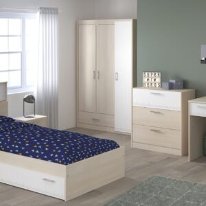 tolles Jugendzimmer Charly von Parisot Kinderzimmer Komplett Set in Akazie und Weiß mit Hochbett oder normalem Jugendbett– Verschiedene Set Varianten