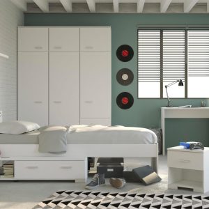 Jugendzimmer Galaxy von Parisot 4 teiliges Komplett Set in Weiß Kinderzimmer