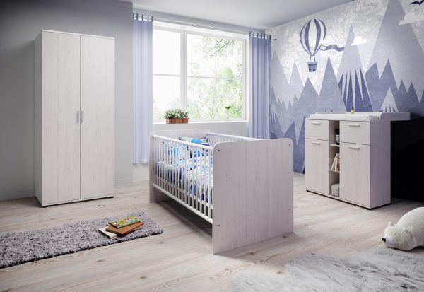 funktionales Babyzimmer Bobi 4 teilig Kinderzimmer Komplett Set in Anderson Pine