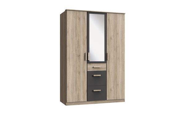 Kleiderschrank Cariba in Eiche San Remo und Graphit - in verschiedenen Varianten wählbar