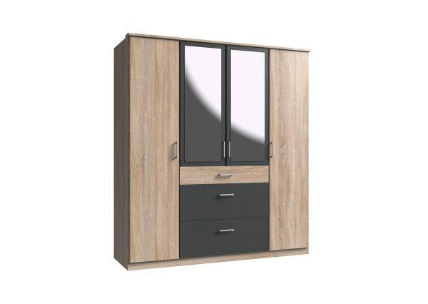 Kleiderschrank Click in Eiche Sägerau mit Grafit - in verschiedenen Varianten wählbar