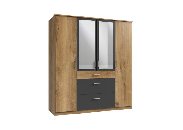 Kleiderschrank Click in Plankeneiche mit Grafit - in verschiedenen Varianten wählbar