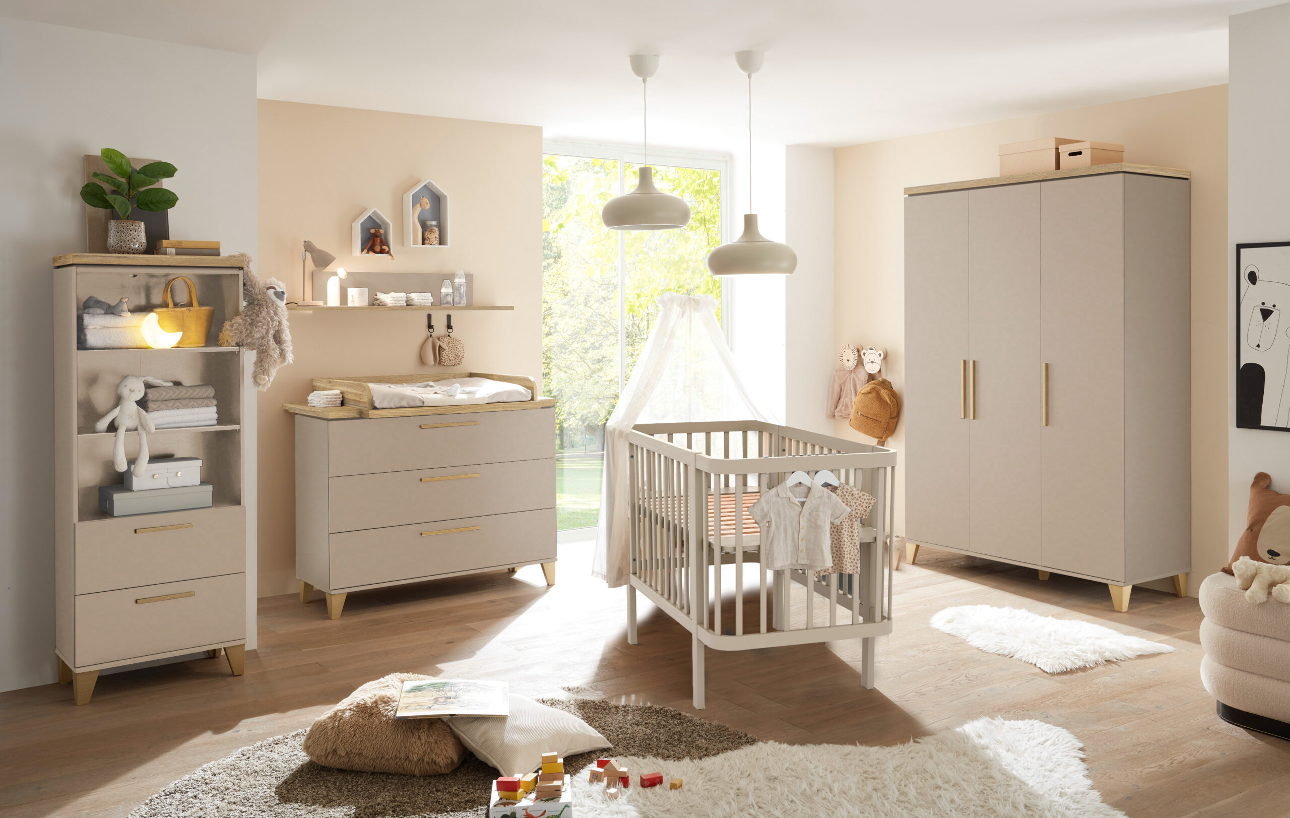 Babyzimmer Hilda 5 teilig – Kaschmir & Mauvella Oak, Scandi